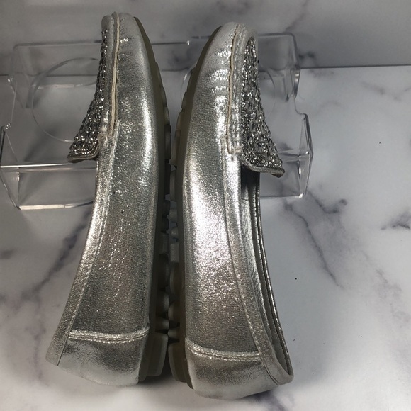 Lady Couture Rhinestone with Silver Metallic Flat Loafer - Size 36 - Picture 6 of 10